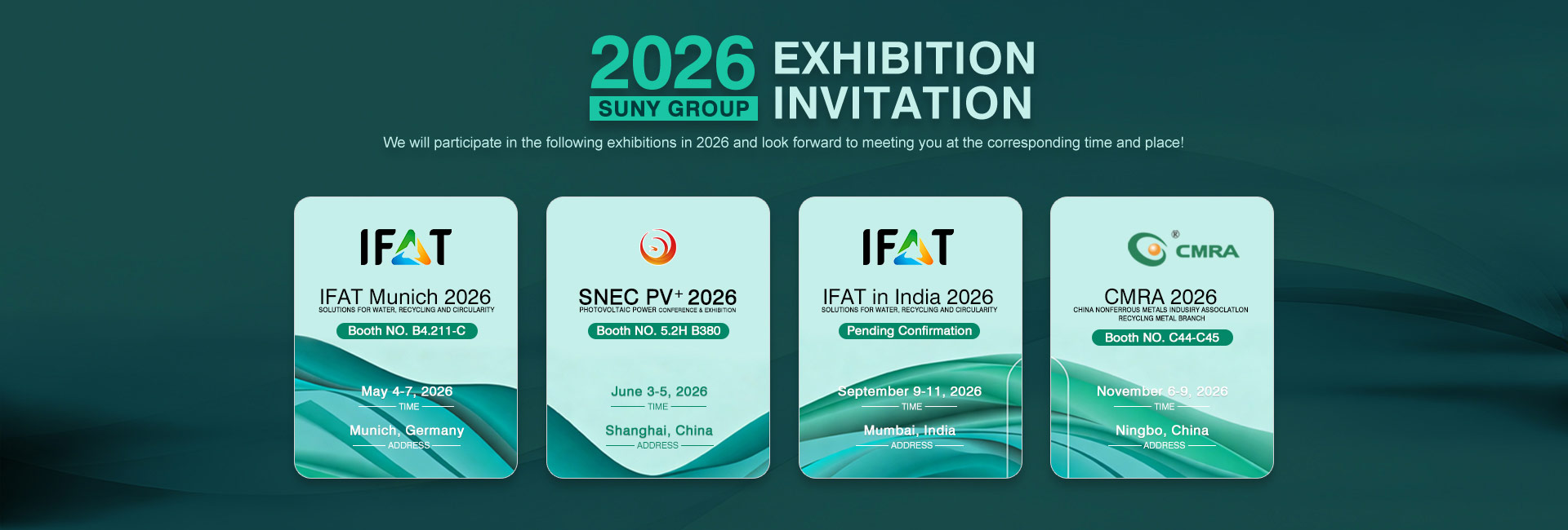 SUNY GROUP 2026 Exhibition Schedule